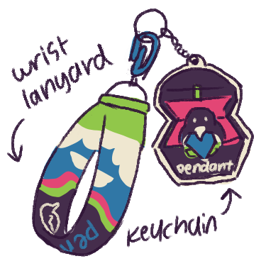 a colorful lanyard and keychain